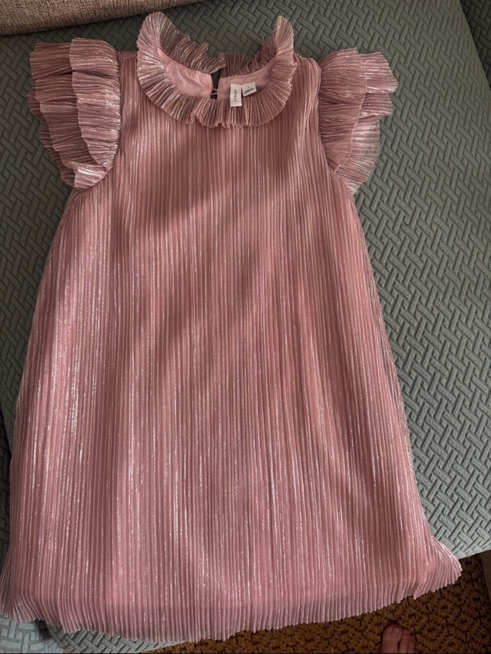 Janie and Jack Shimmery Rose Pink Pleated Ruffle Dress